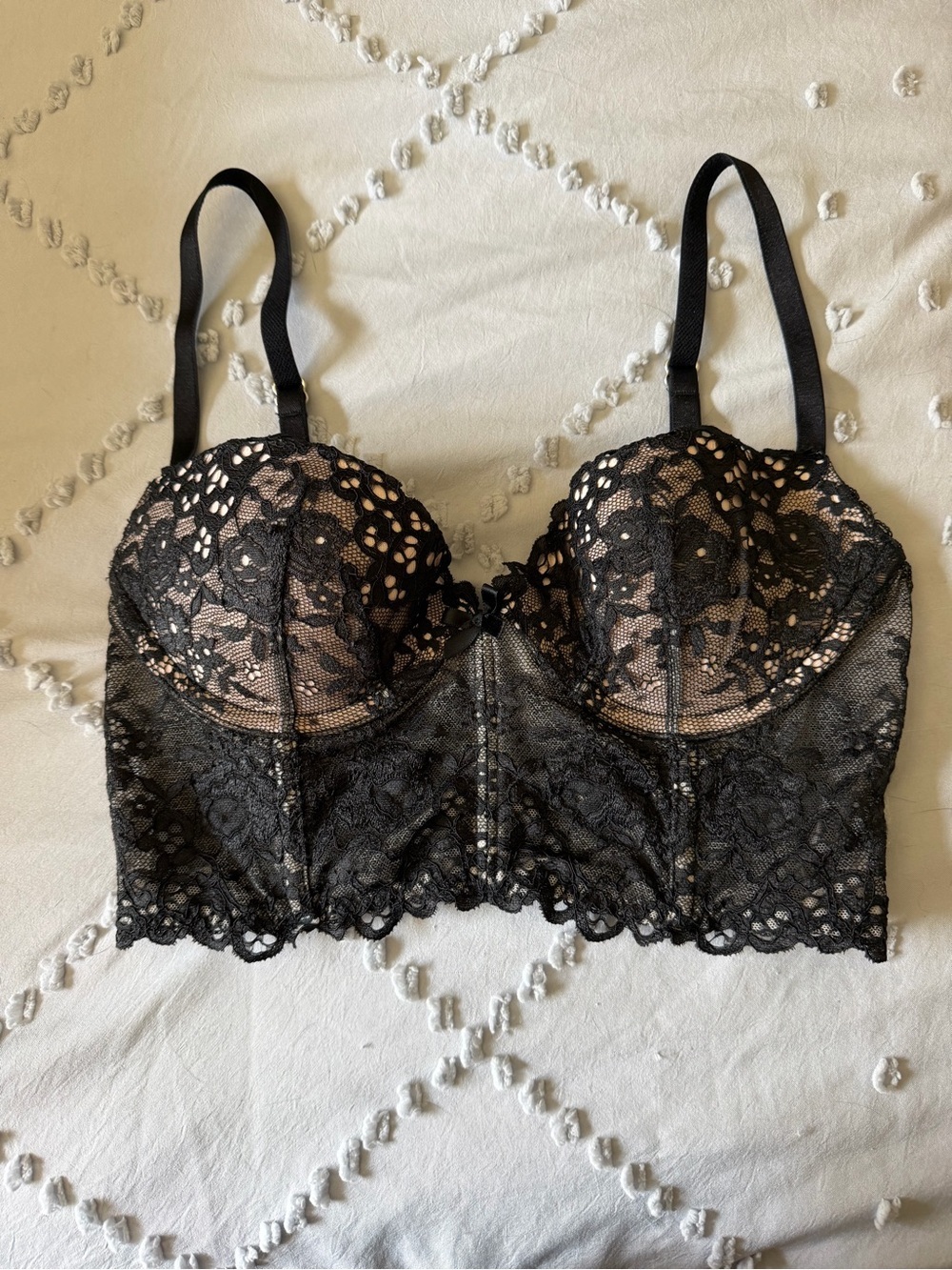 $10 off!!Victoria’s Secret ‘Very Sexy’ Black Lace Longline Bustier Bra —Size 32B